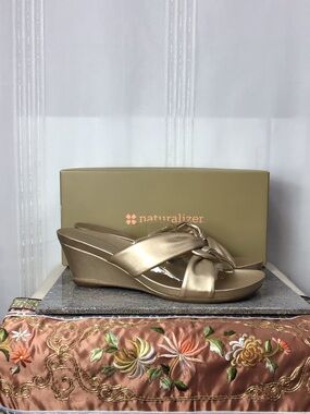 Naturalizer Sardona Champagne Wedge Slide Sandals Sz.9